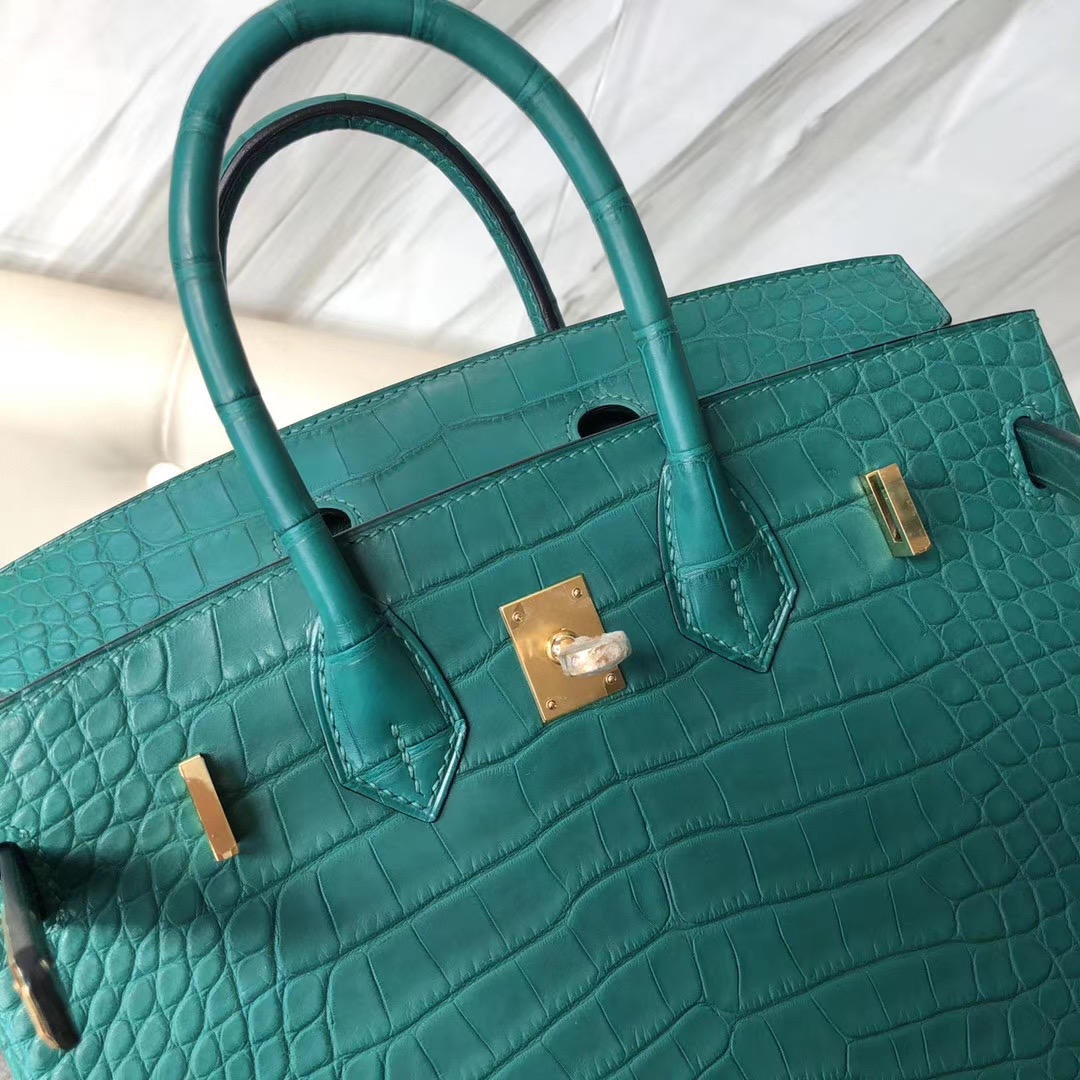 Hermes Birkin 25cm Z6孔雀綠 Malachite Matte Alligator Crocodile