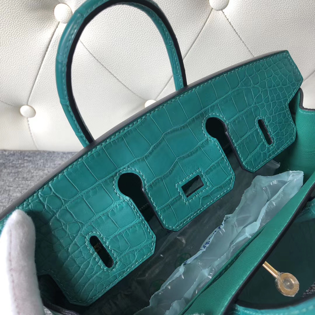 Hermes Birkin 25cm Z6孔雀綠 Malachite Matte Alligator Crocodile