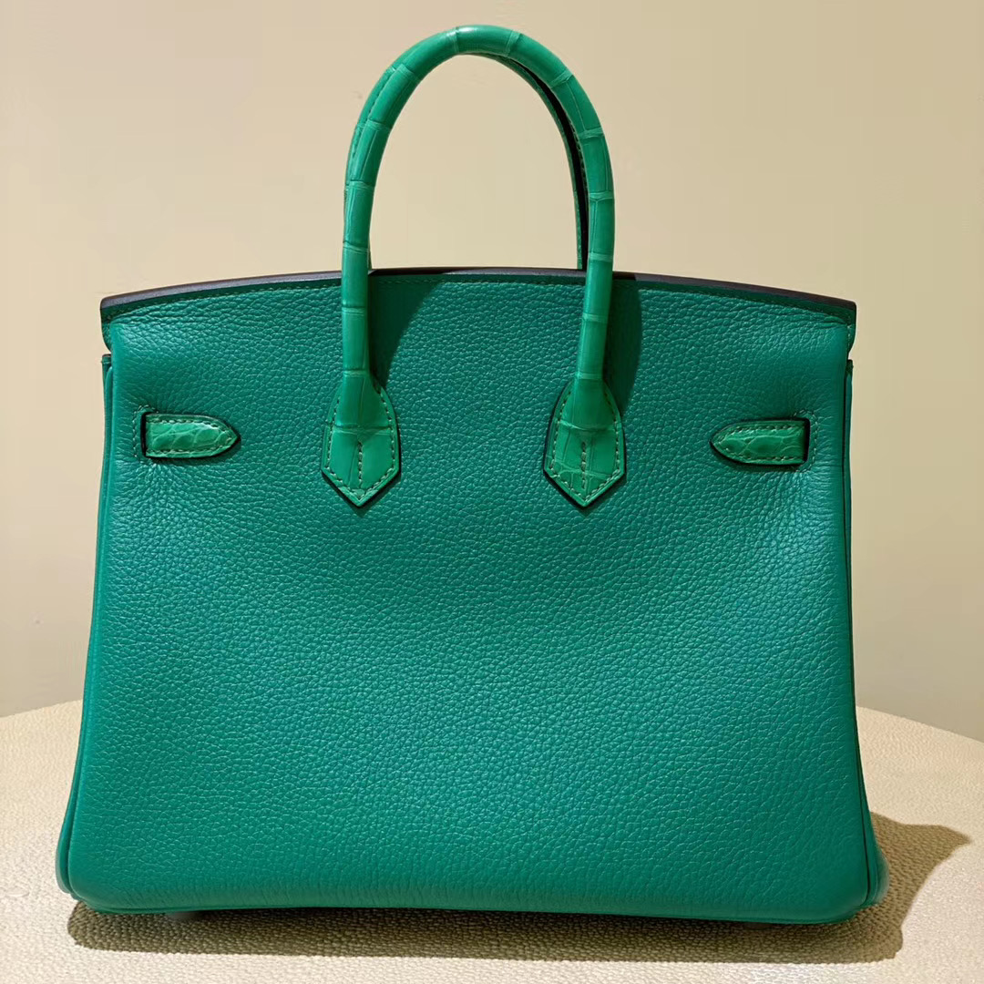 Hermes Birkin 25cm Touch Togo / U4 Vert Verigo 拼6Q Vert emeraude 銀扣