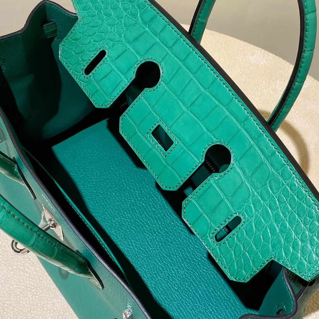 Hermes Birkin 25cm Touch Togo / U4 Vert Verigo 拼6Q Vert emeraude 銀扣