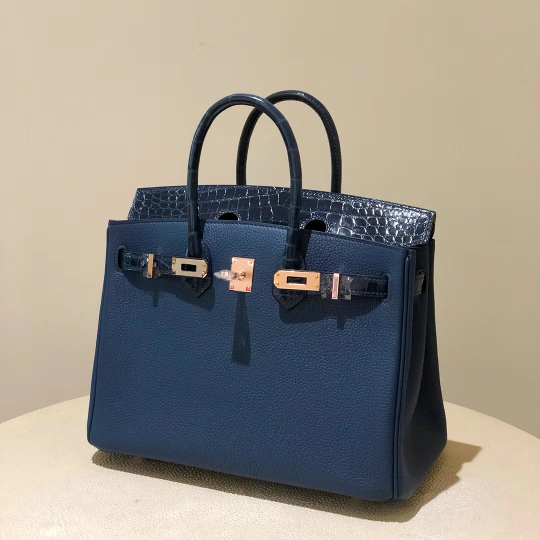 Hermes Birkin 25cm Touch CD76 深海藍 blue indgo Rose gold clasp