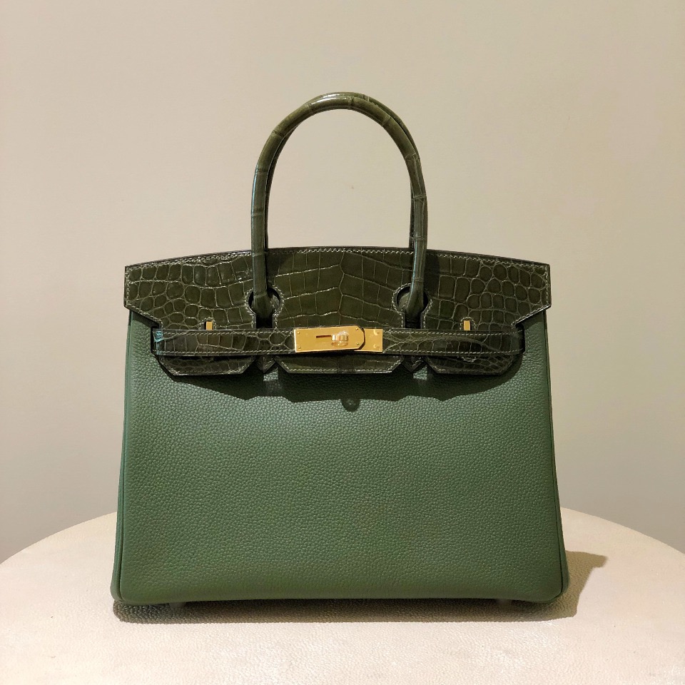 香港油尖旺區愛馬仕鉑金包定制 Hermes Birkin 30cm Touch V6叢林綠/橄欖綠