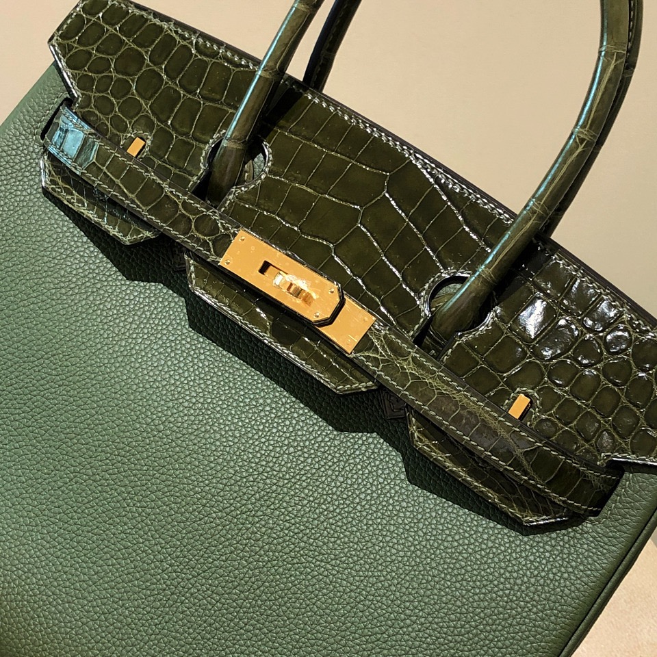 香港油尖旺區愛馬仕鉑金包定制 Hermes Birkin 30cm Touch V6叢林綠/橄欖綠