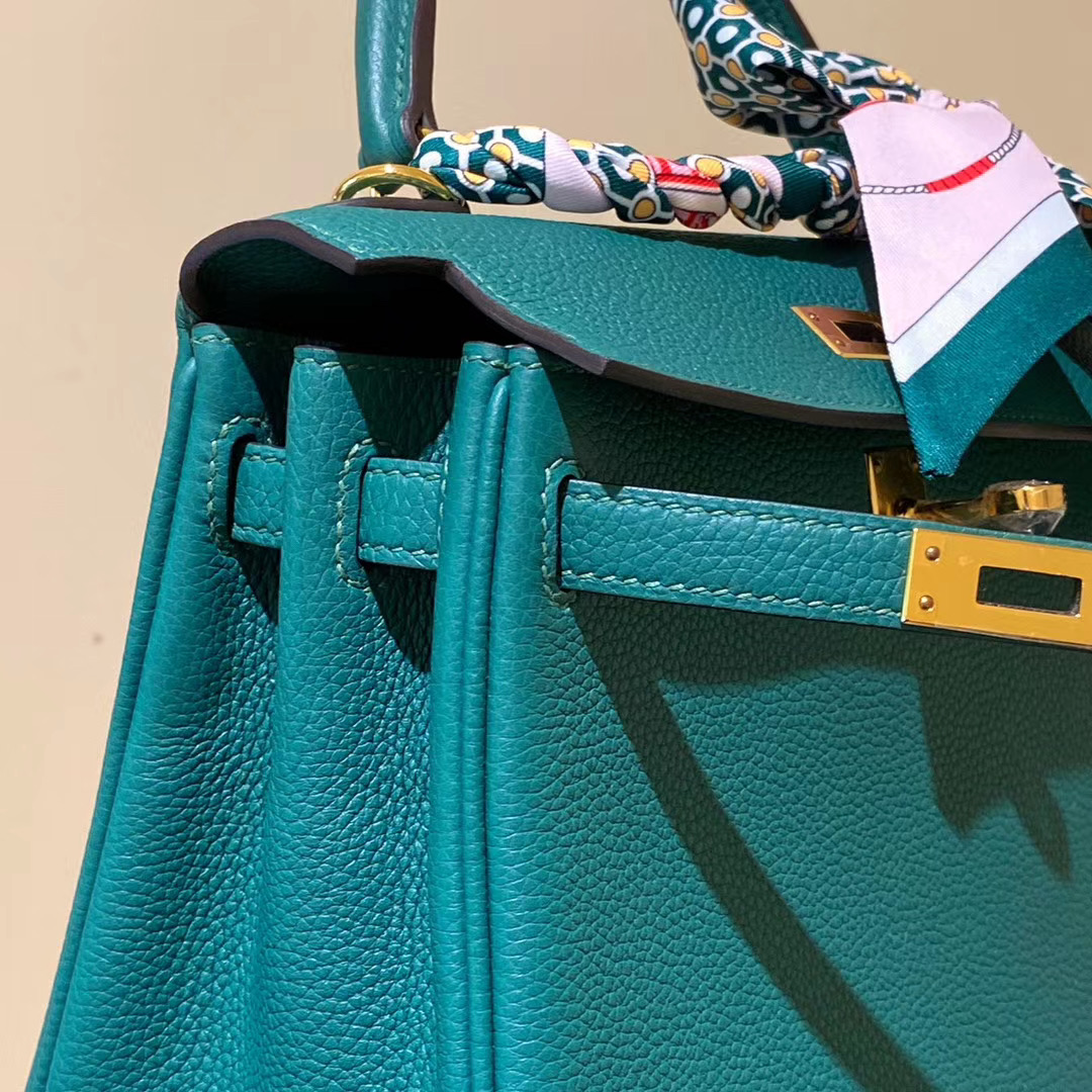 香港東區愛馬仕凱莉包包 Hermes Kelly Togo 25cm CCZ6 孔雀綠 Malachite