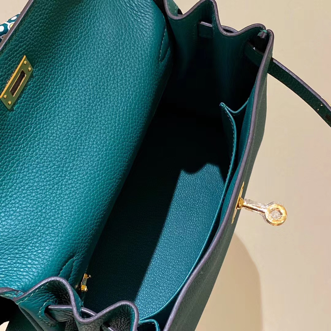 香港東區愛馬仕凱莉包包 Hermes Kelly Togo 25cm CCZ6 孔雀綠 Malachite