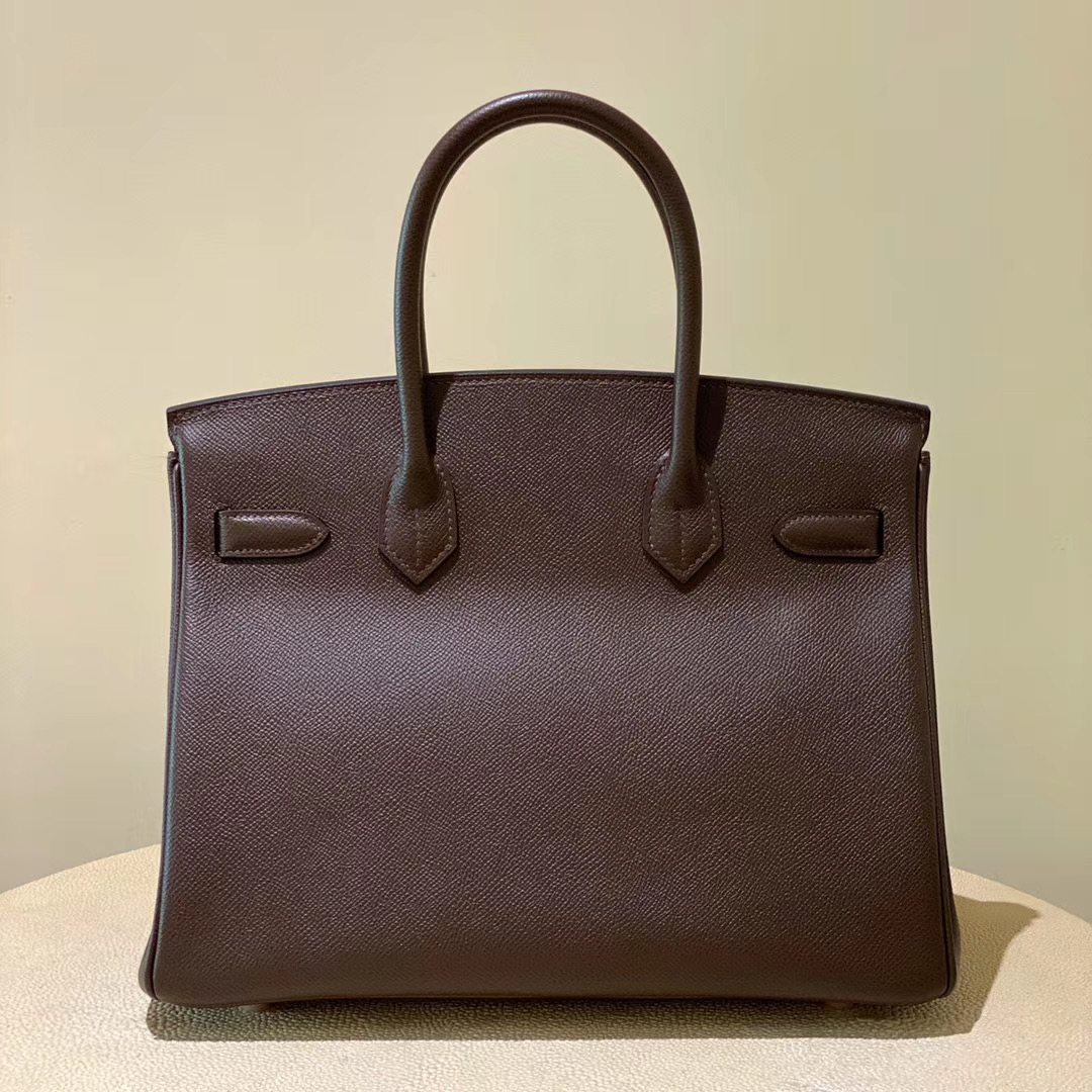 香港油尖旺區愛馬仕鉑金包 Hermes Birkin 30cm CD47 chocolate 咖啡色 玫瑰金扣