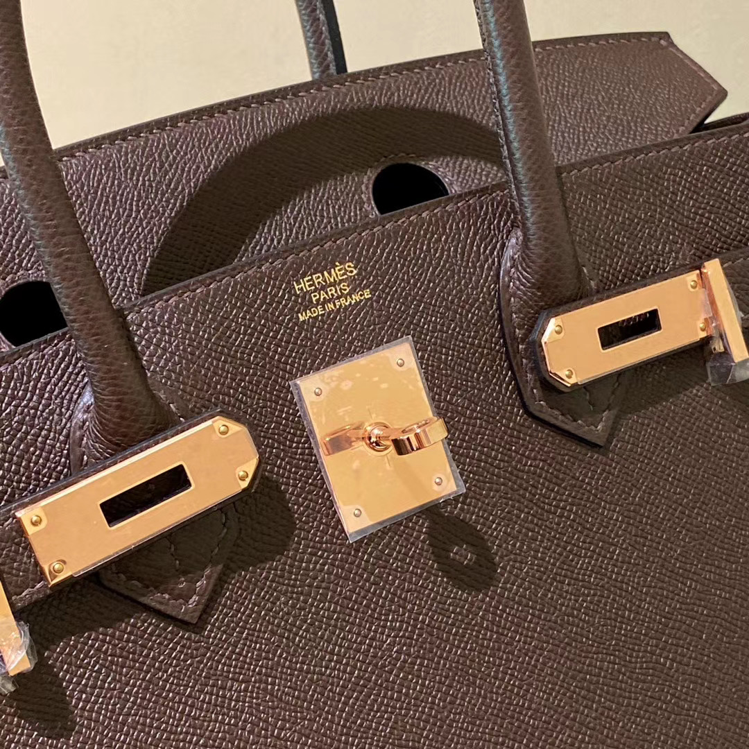 香港油尖旺區愛馬仕鉑金包 Hermes Birkin 30cm CD47 chocolate 咖啡色 玫瑰金扣