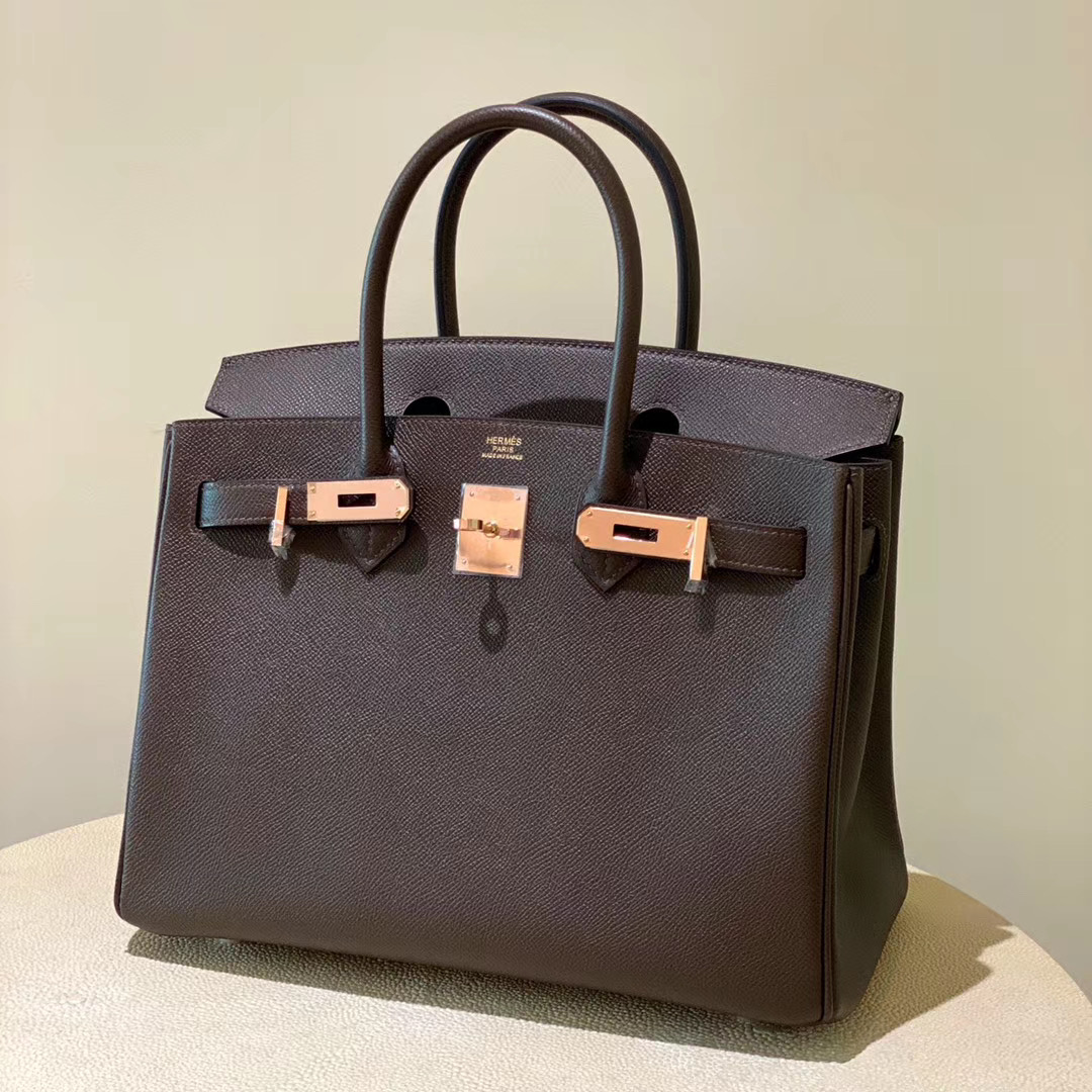 香港油尖旺區愛馬仕鉑金包 Hermes Birkin 30cm CD47 chocolate 咖啡色 玫瑰金扣