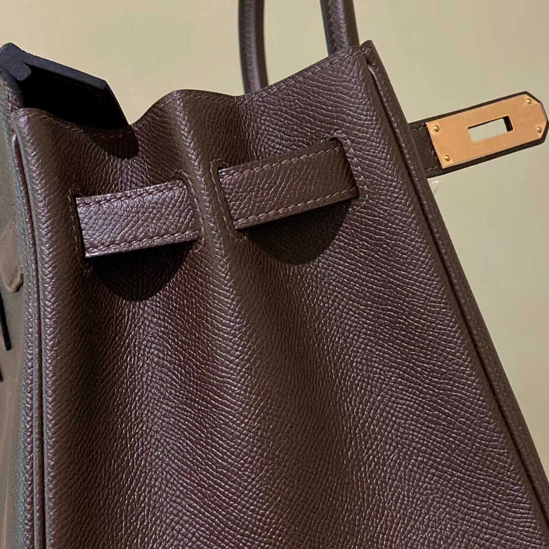 香港油尖旺區愛馬仕鉑金包 Hermes Birkin 30cm CD47 chocolate 咖啡色 玫瑰金扣