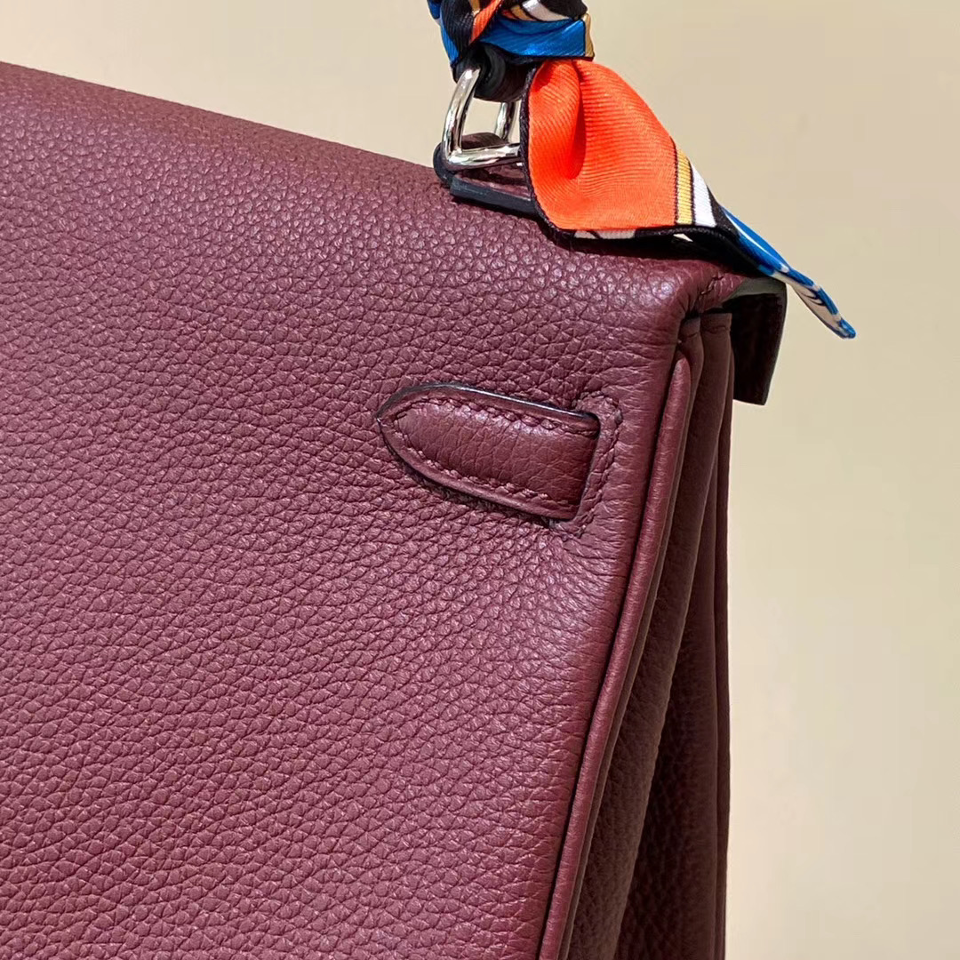 香港九龍城區愛馬仕凱莉包包 Hermes Kelly Togo 25cm CK57 Bordeaux 波爾多酒紅