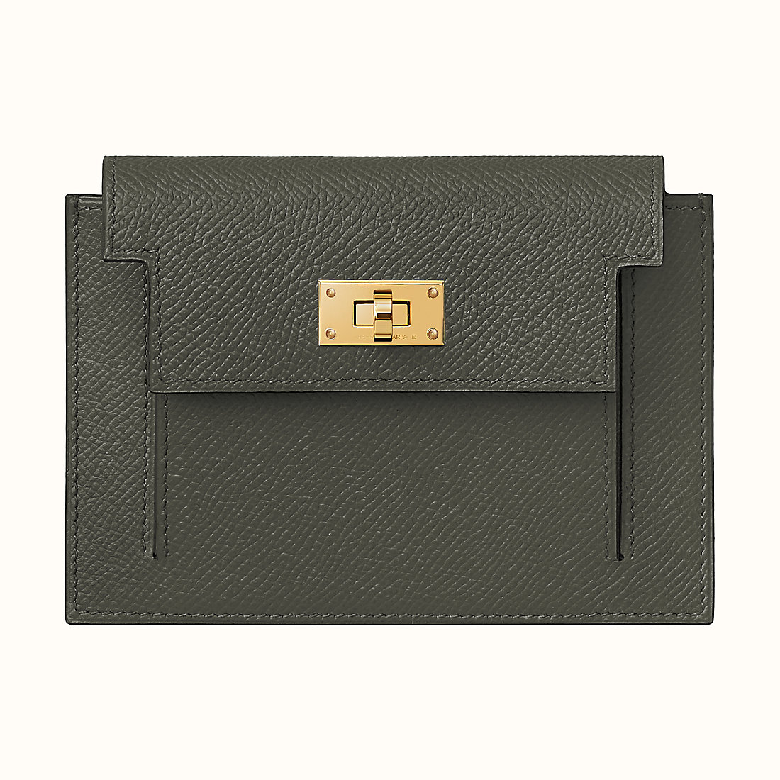 香港東區北角 柴灣 Hermes Kelly Pocket 短錢包 CCC6 灰绿色