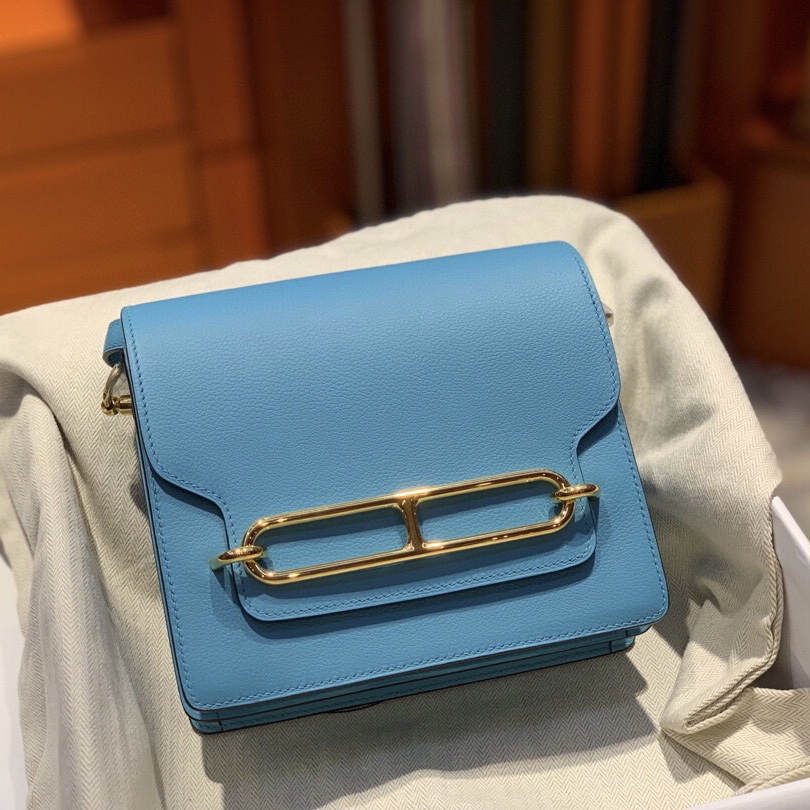 Hermes Roulis mini Evercolor P3 Blue de nord 北方藍 全手工蜜蠟線縫製