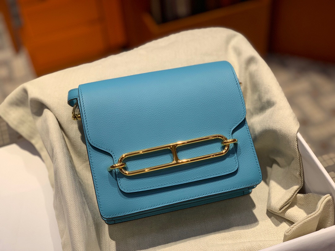 Hermes Roulis mini Evercolor P3 Blue de nord 北方藍 全手工蜜蠟線縫製