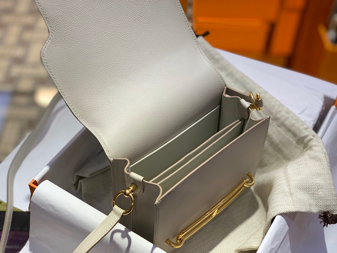 Hermes Roulis mini Evercolor CK80 Gris Perle 珍珠灰 全手工蜜蠟線縫製