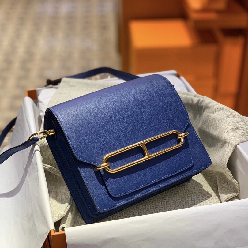 Hermes Roulis mini Evercolor CK7E Bleu Brighton 明藍色