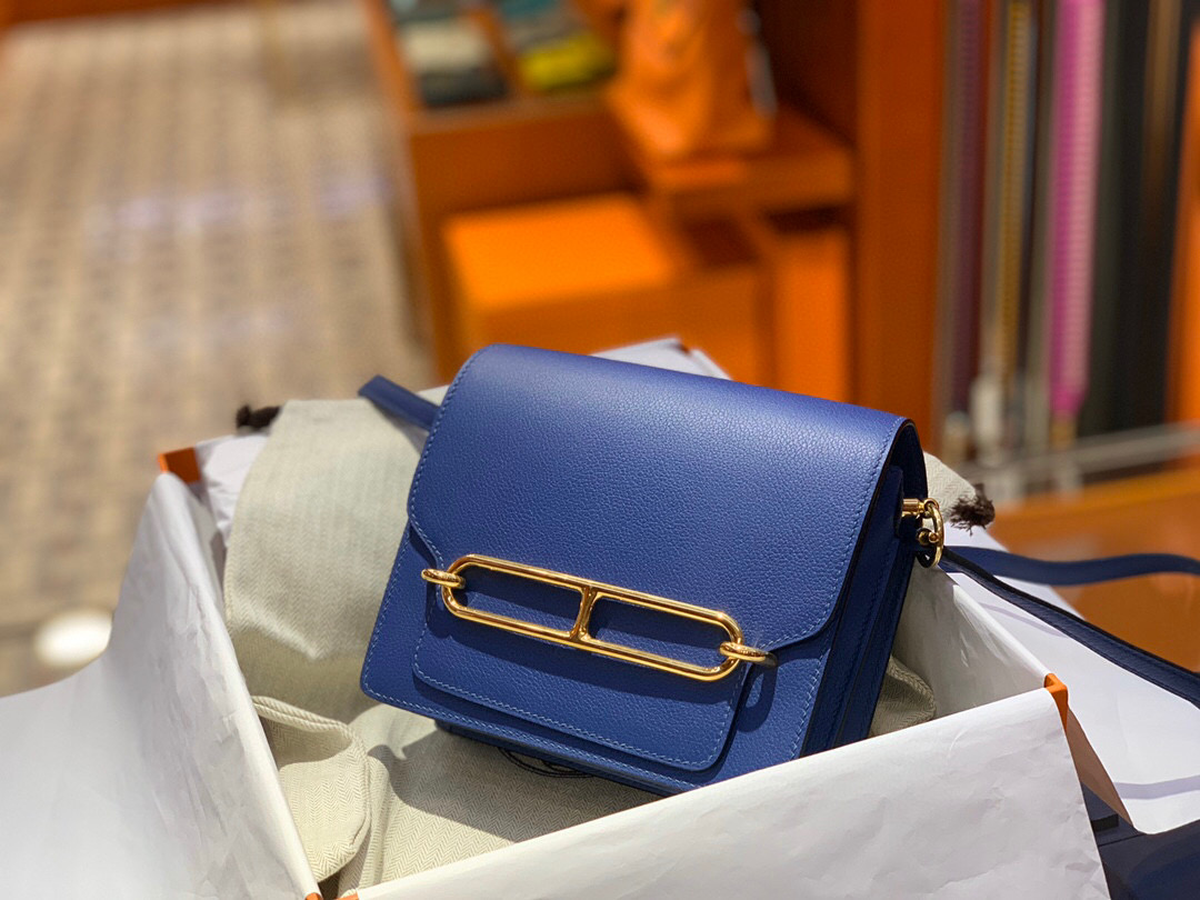 Hermes Roulis mini Evercolor CK7E Bleu Brighton 明藍色