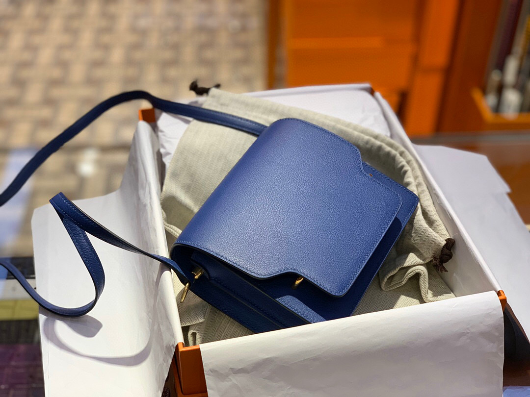 Hermes Roulis mini Evercolor CK7E Bleu Brighton 明藍色