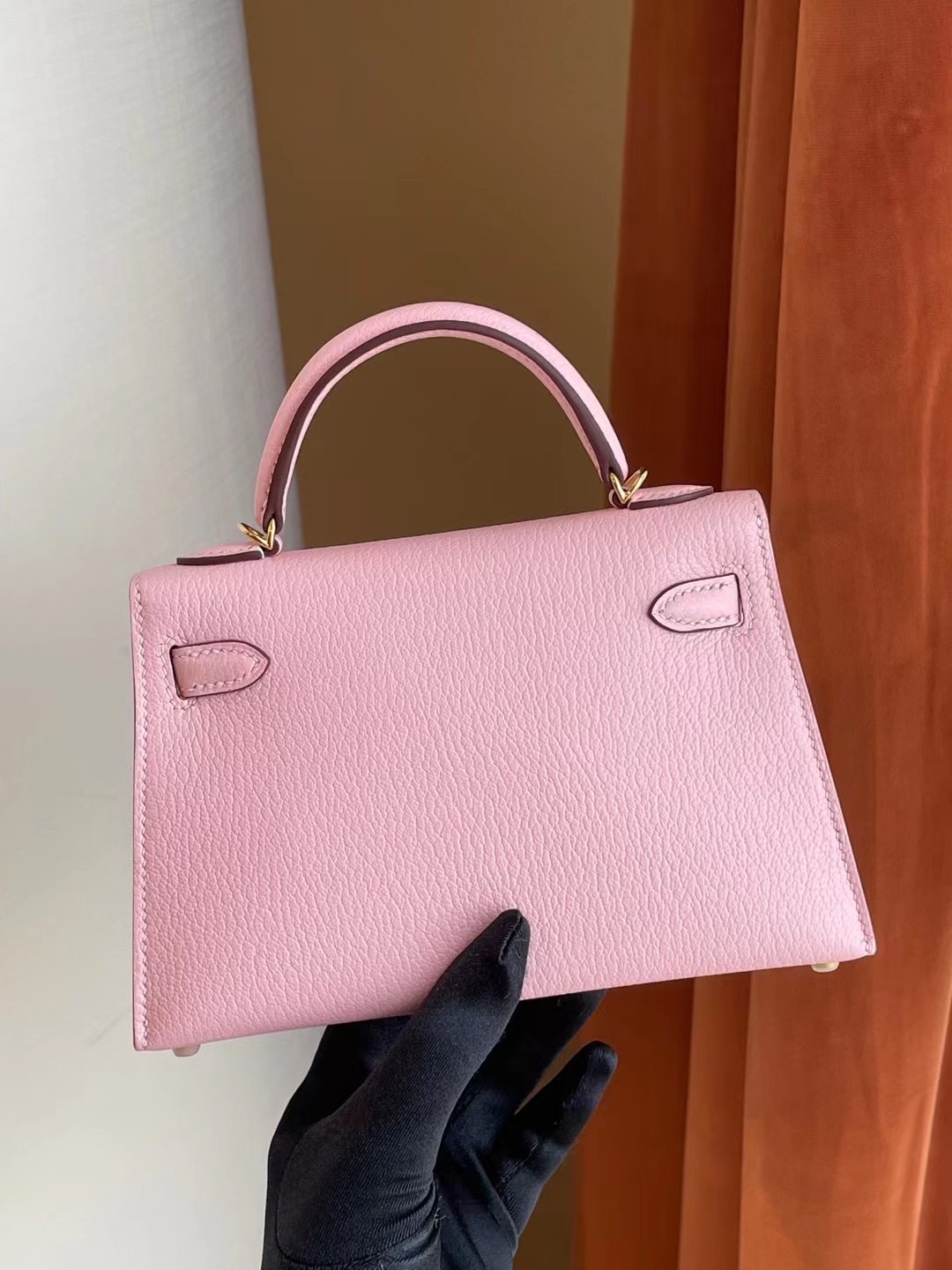 臺灣桃園縣 愛馬仕迷你凱莉二代 Hermes Kelly mini II 2代 3Q Rose Sakura 新櫻花粉 山羊皮