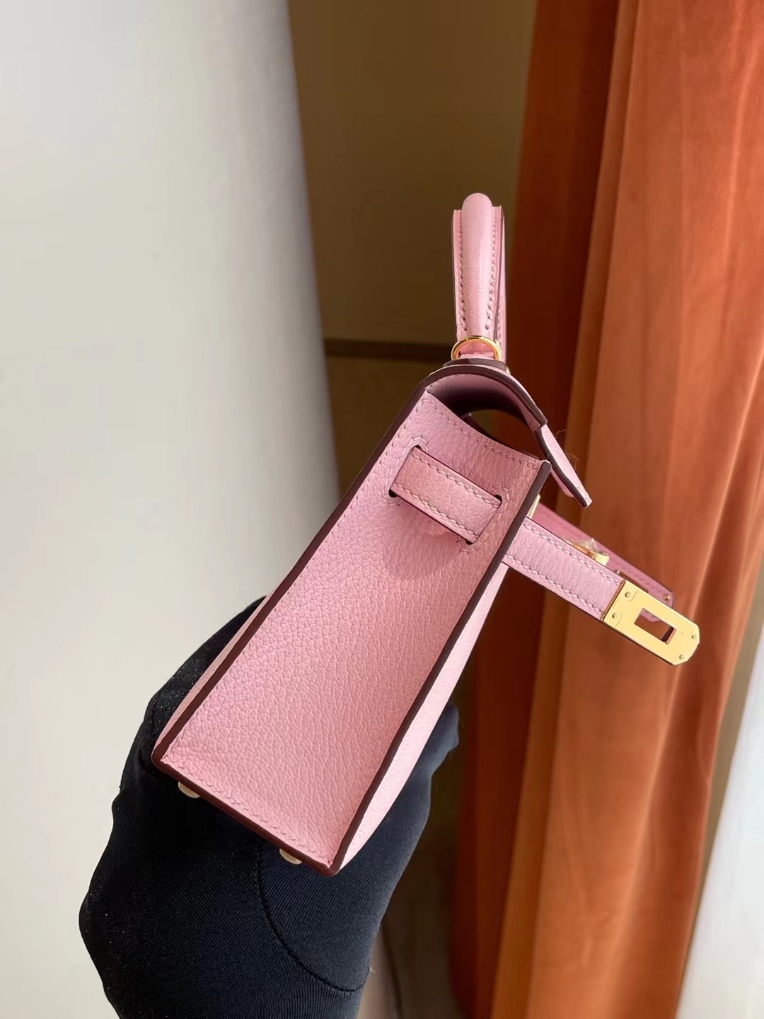 臺灣桃園縣 愛馬仕迷你凱莉二代 Hermes Kelly mini II 2代 3Q Rose Sakura 新櫻花粉 山羊皮