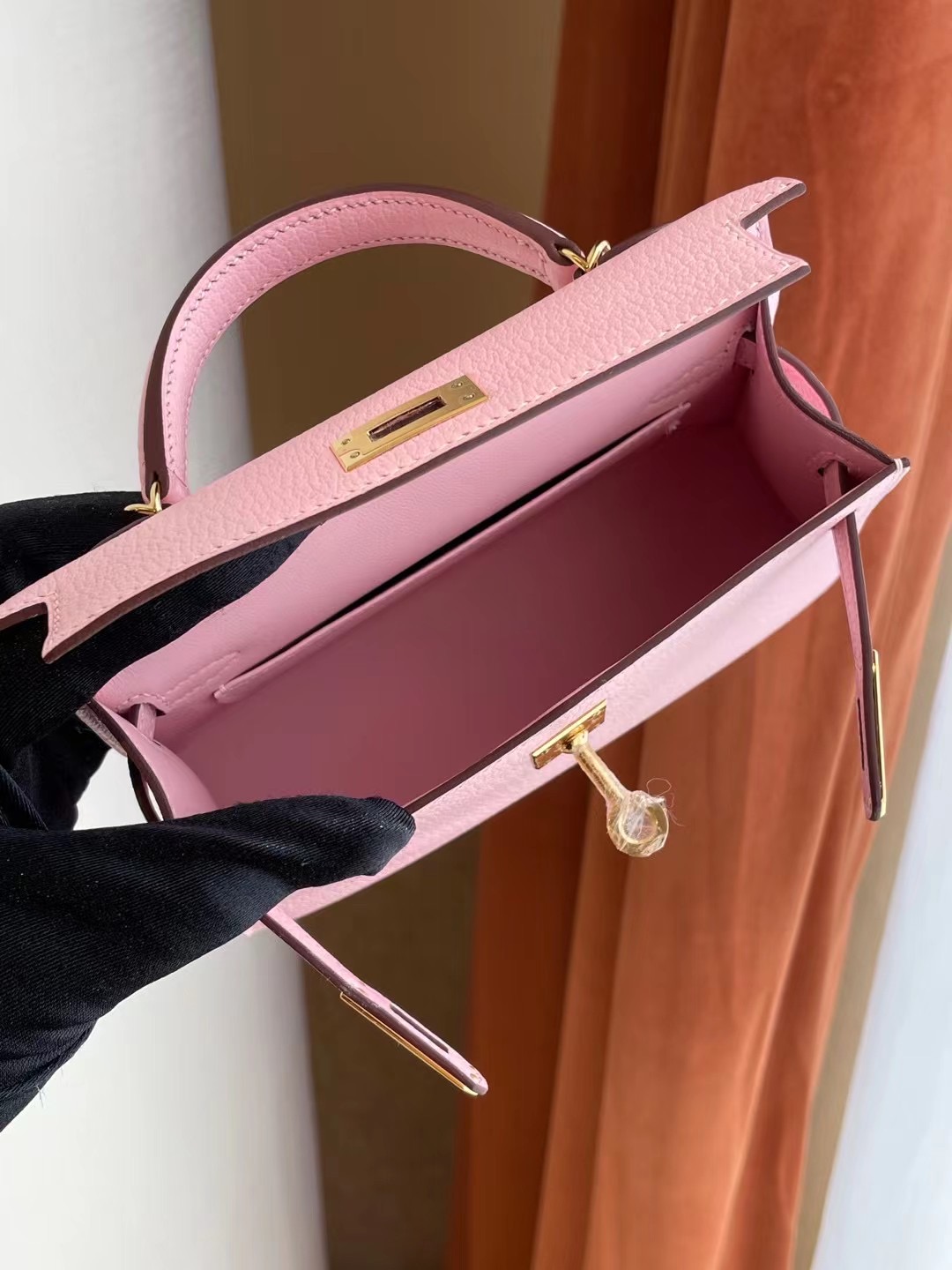 臺灣桃園縣 愛馬仕迷你凱莉二代 Hermes Kelly mini II 2代 3Q Rose Sakura 新櫻花粉 山羊皮