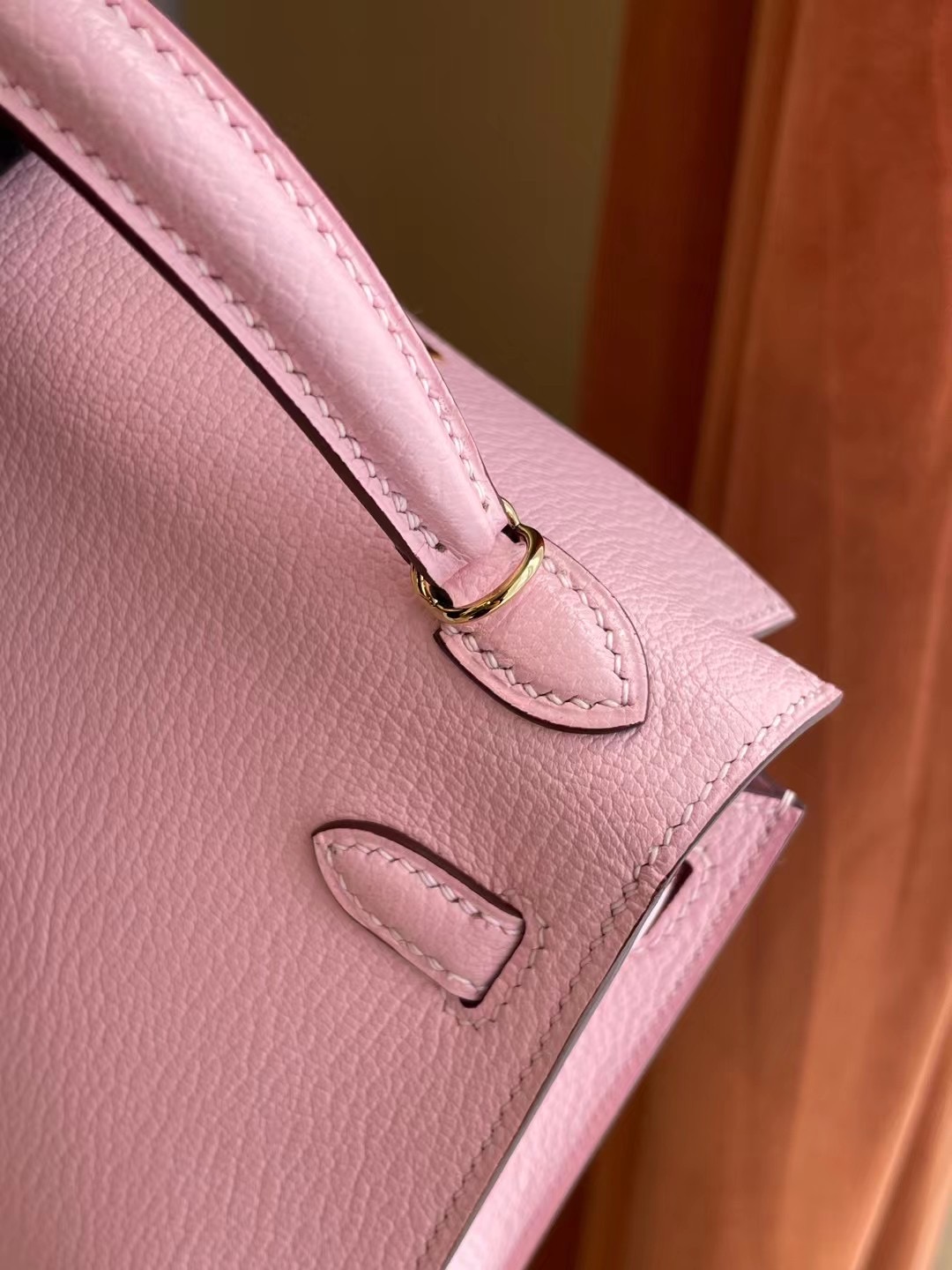 臺灣桃園縣 愛馬仕迷你凱莉二代 Hermes Kelly mini II 2代 3Q Rose Sakura 新櫻花粉 山羊皮