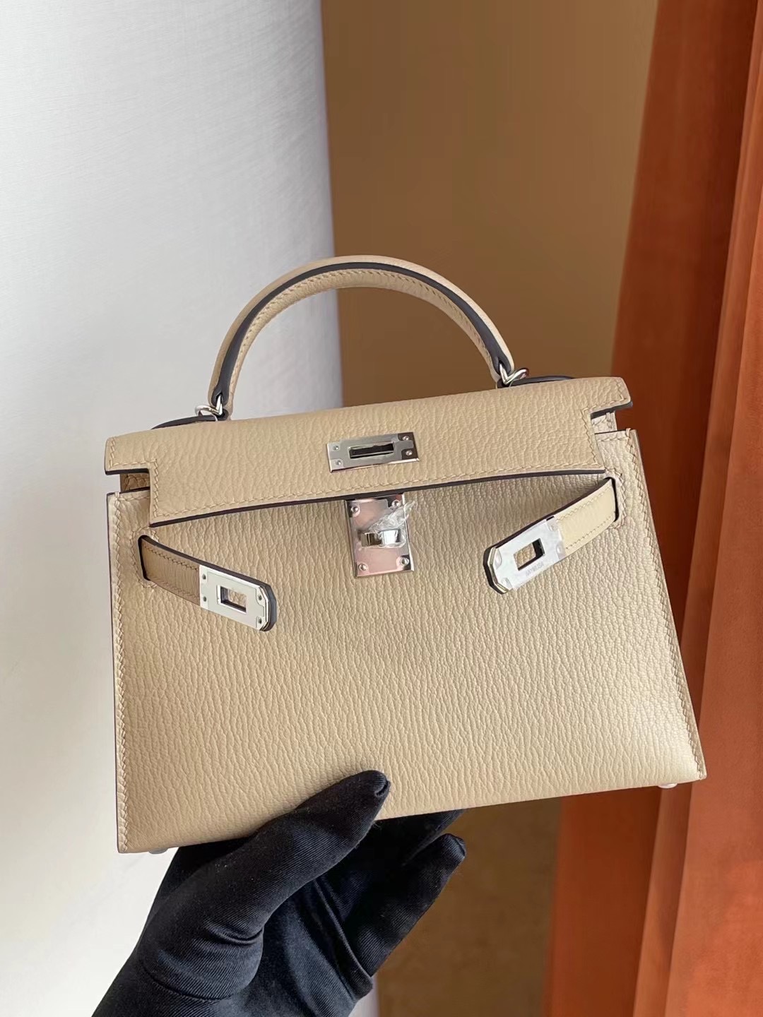 臺灣新竹市 Hermes Kelly mini II 2代 S2 Trench 風衣灰 Chevre Mysore 山羊皮金扣