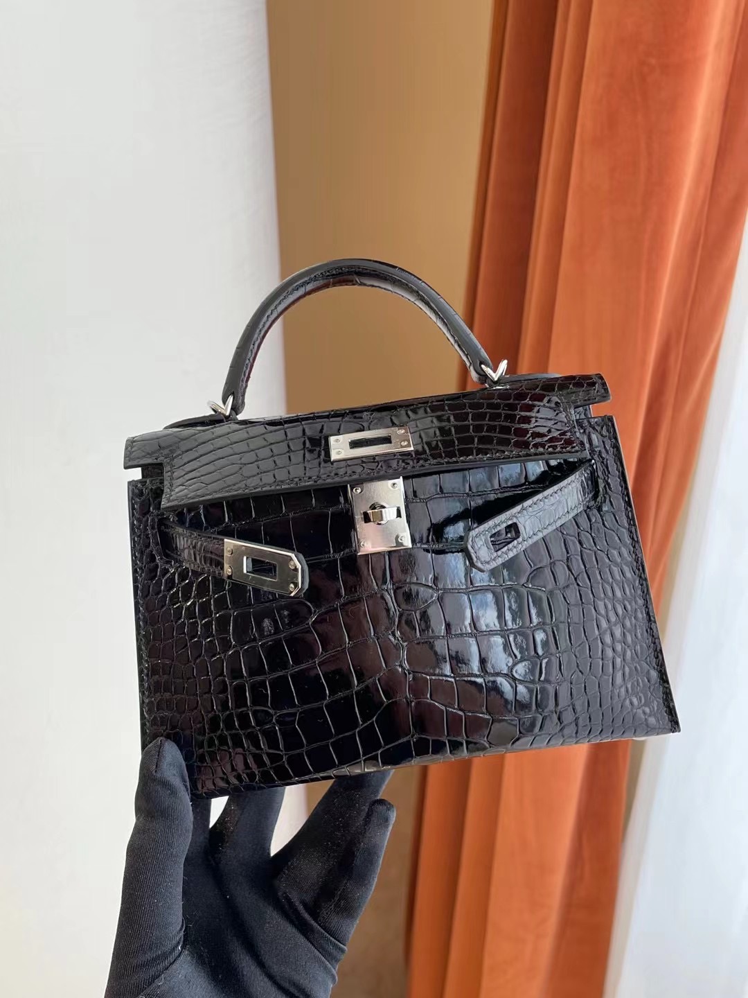 臺灣桃園市平鎮區 愛馬仕迷你凱莉二代 Hermes Kelly mini II CC89 Noir 黑色 亮面美洲鱷魚