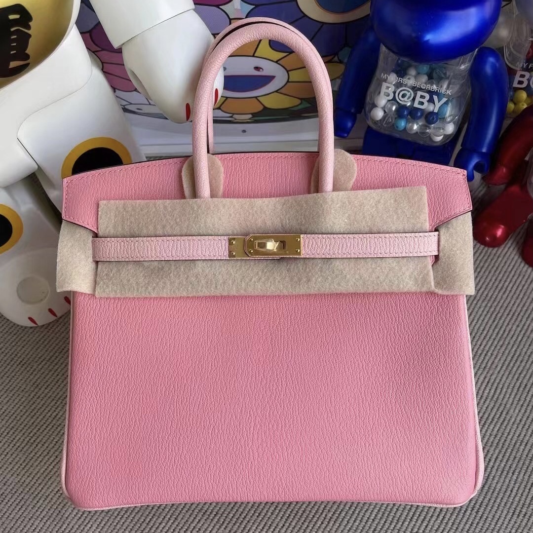 Hermes Birkin 25cm HSS 山羊皮 1Q Rose Confetti 奶昔粉 3Q Rose Sakura 新櫻花粉 金扣