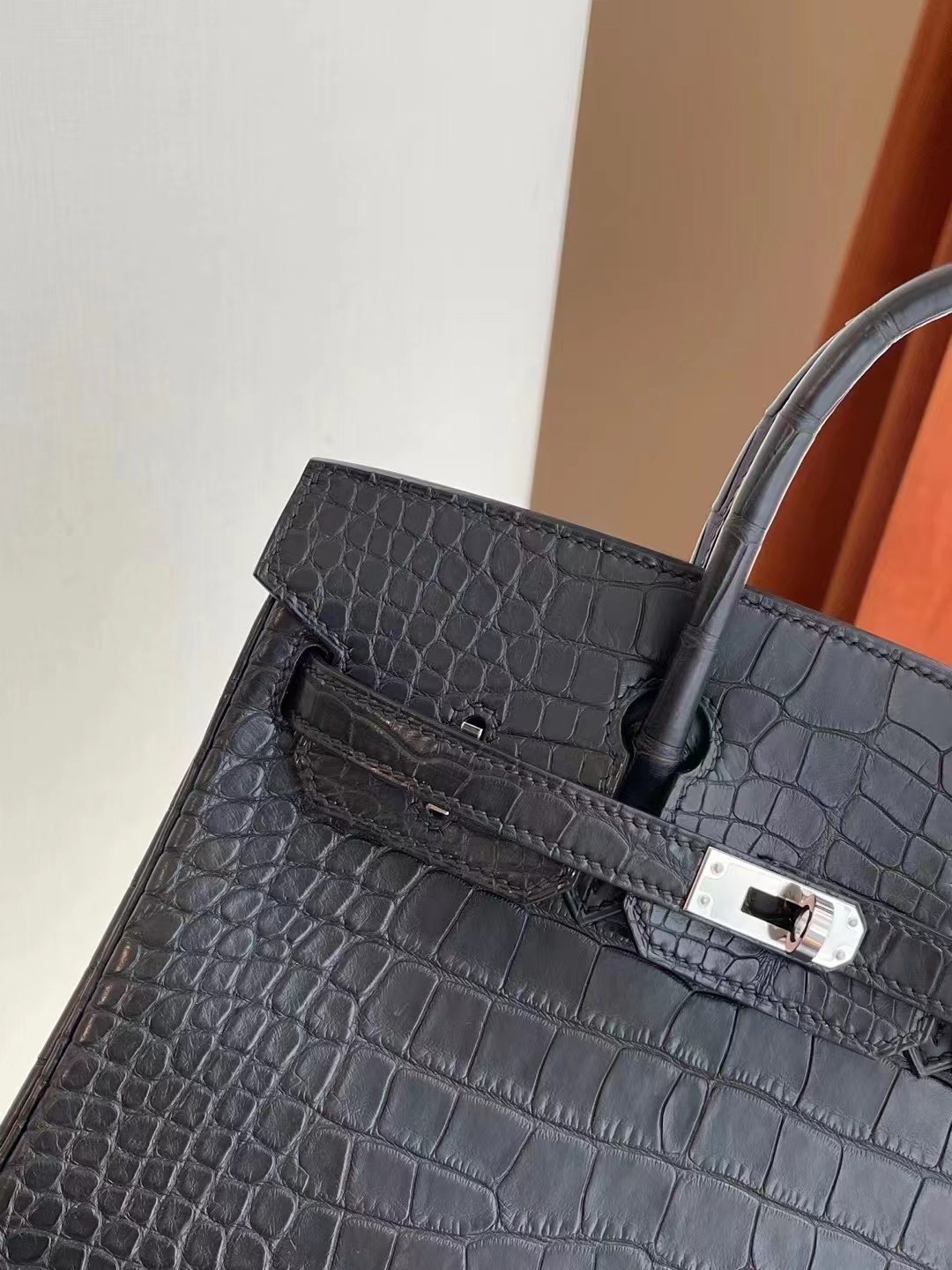 臺灣新竹市愛馬仕鉑金包 Hermes Birkin 25cm CK89 Noir 黑色 霧面方塊 美洲鱷魚銀扣