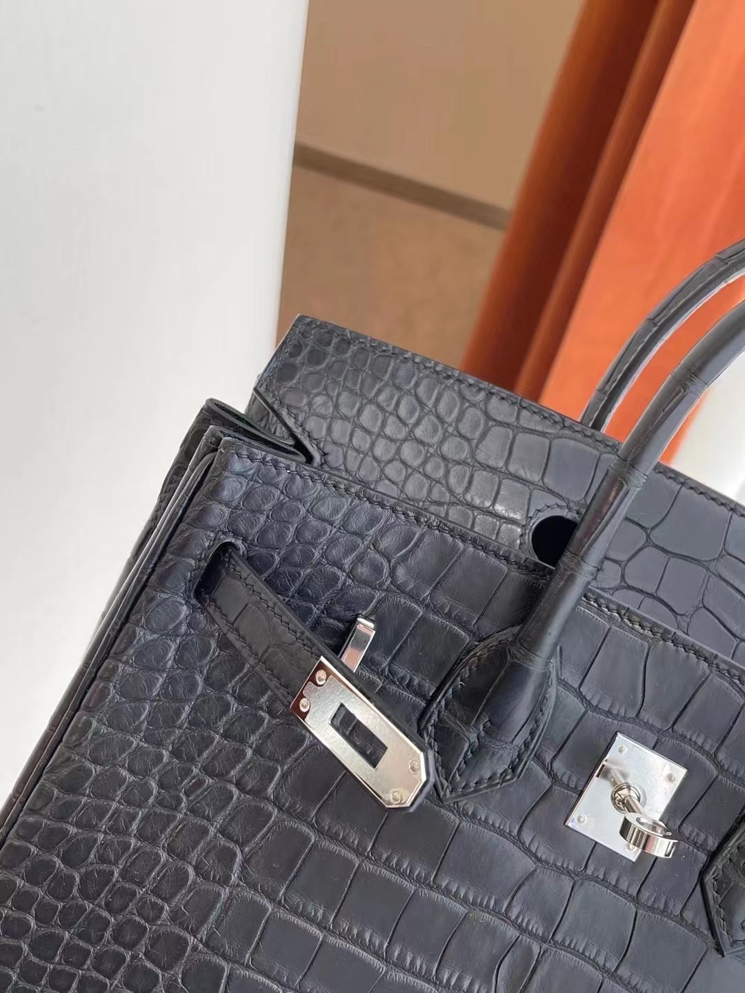 臺灣新竹市愛馬仕鉑金包 Hermes Birkin 25cm CK89 Noir 黑色 霧面方塊 美洲鱷魚銀扣