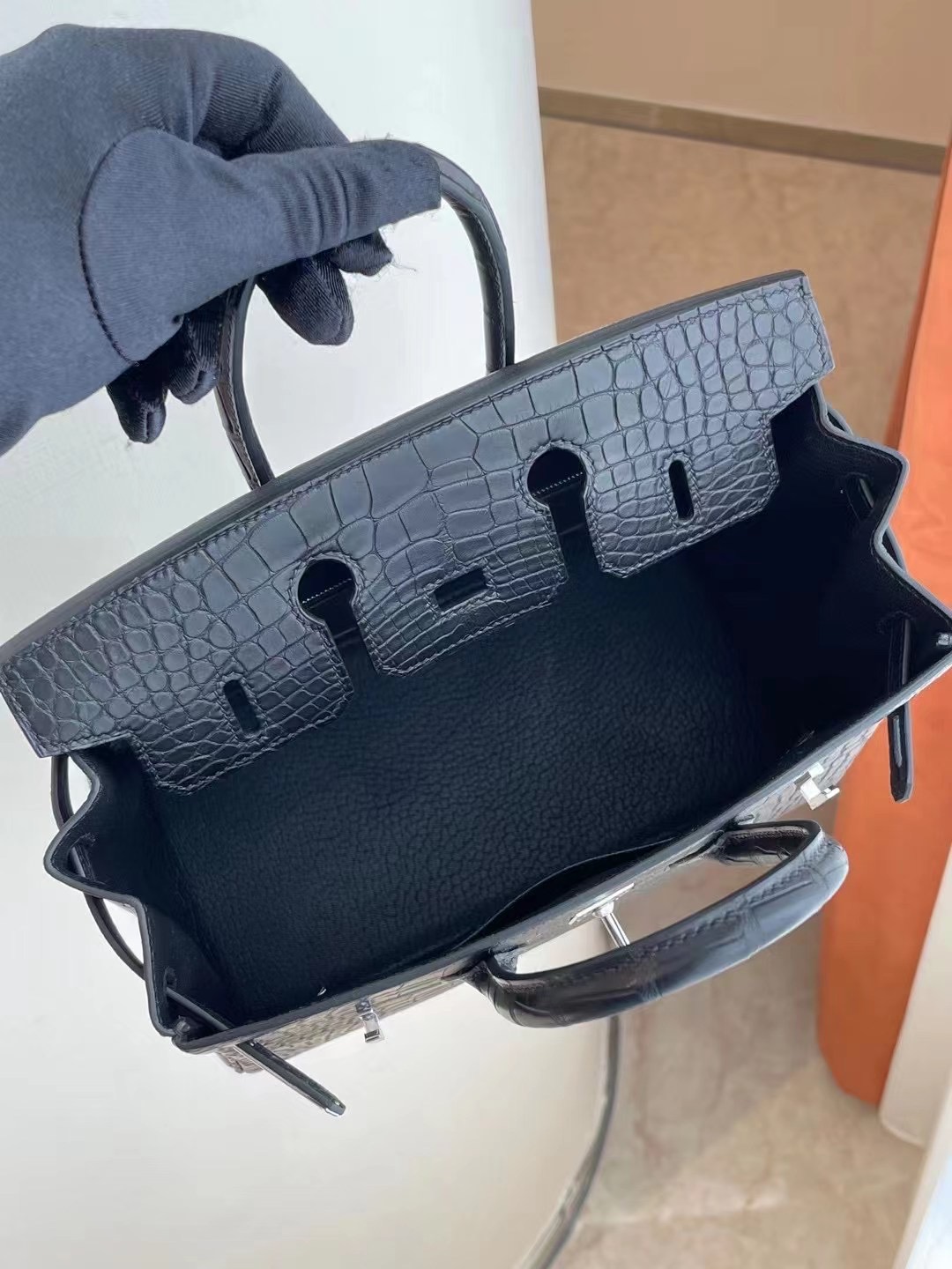 臺灣新竹市愛馬仕鉑金包 Hermes Birkin 25cm CK89 Noir 黑色 霧面方塊 美洲鱷魚銀扣