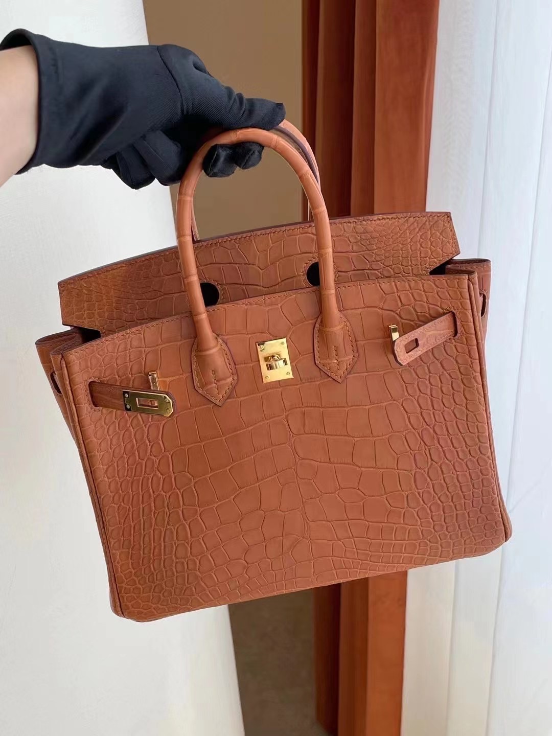 臺灣臺北市愛馬仕鉑金包 Hermes Birkin 25cm 美洲鱷魚 37 Gold 金棕色 金扣