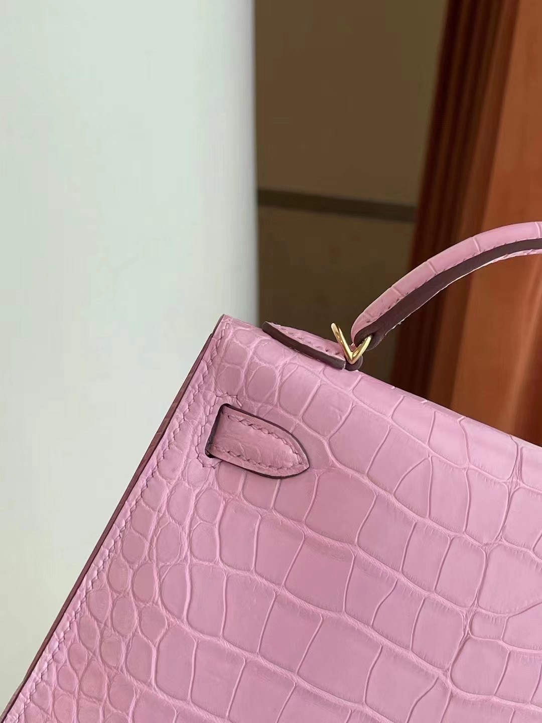 愛馬仕迷你凱莉二代價格 Hermes Kelly Mini II 2代 5P Pink 櫻花粉霧面方塊 美洲鱷魚