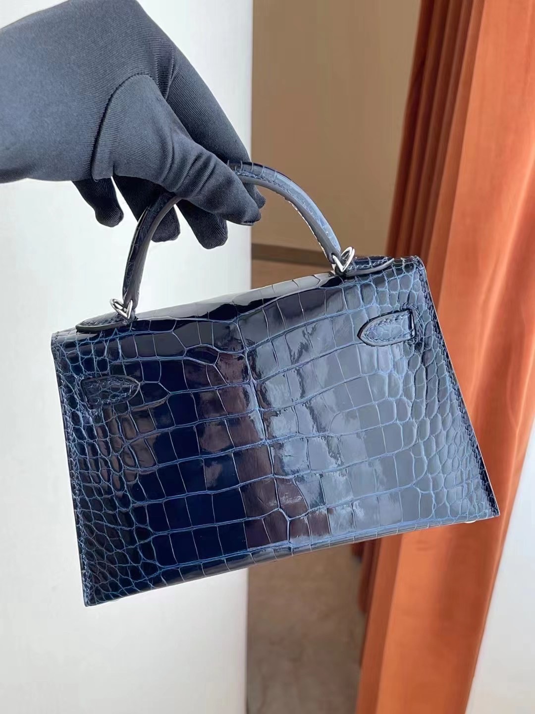 愛馬仕迷你凱莉二代 Hermes Kelly Mini II 2代 74 皇室藍 blue Roy 亮面方塊 美洲鱷魚