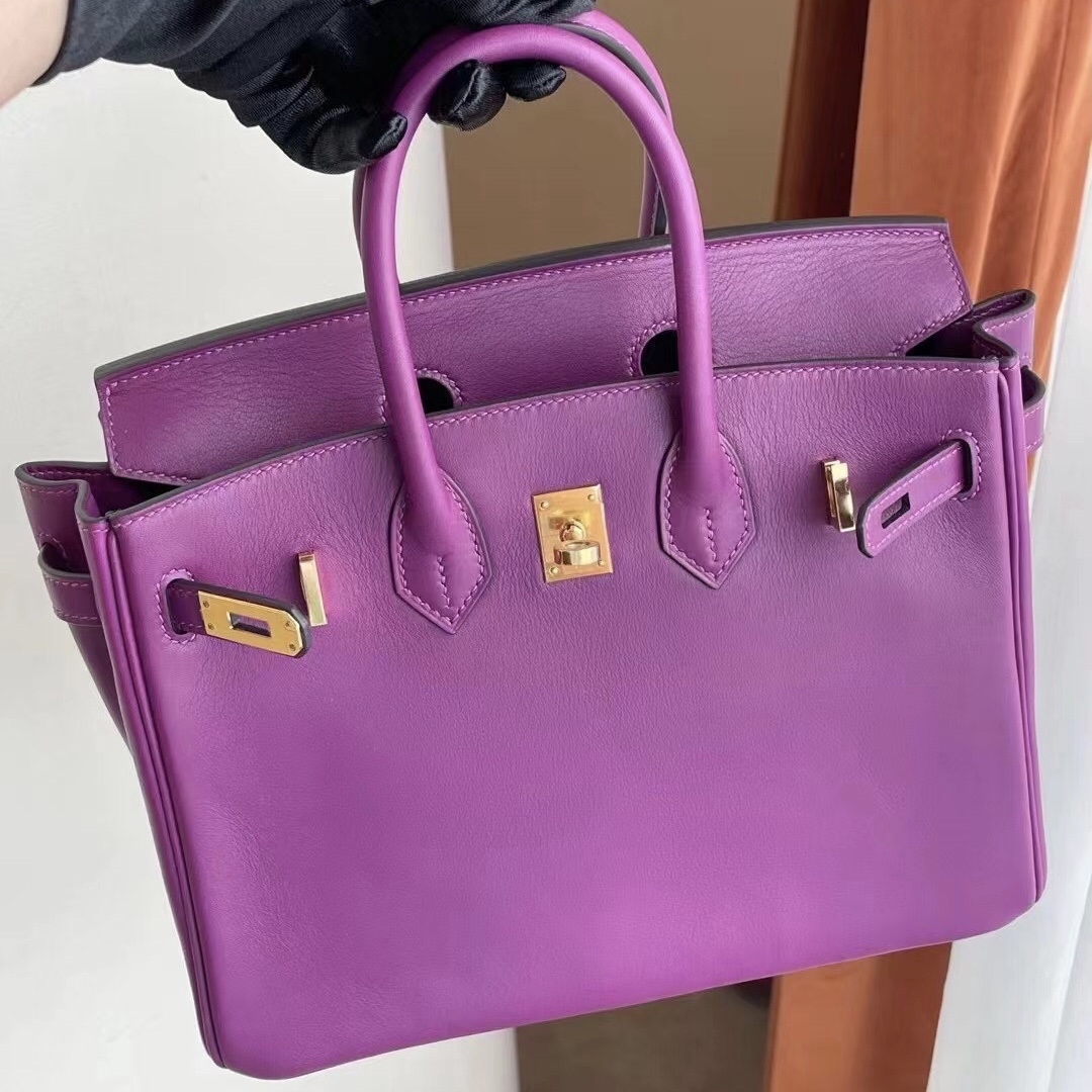 愛馬仕鉑金包 Birkin 25cm P9 Anemone 海葵紫 Swift calfskin 皮金扣