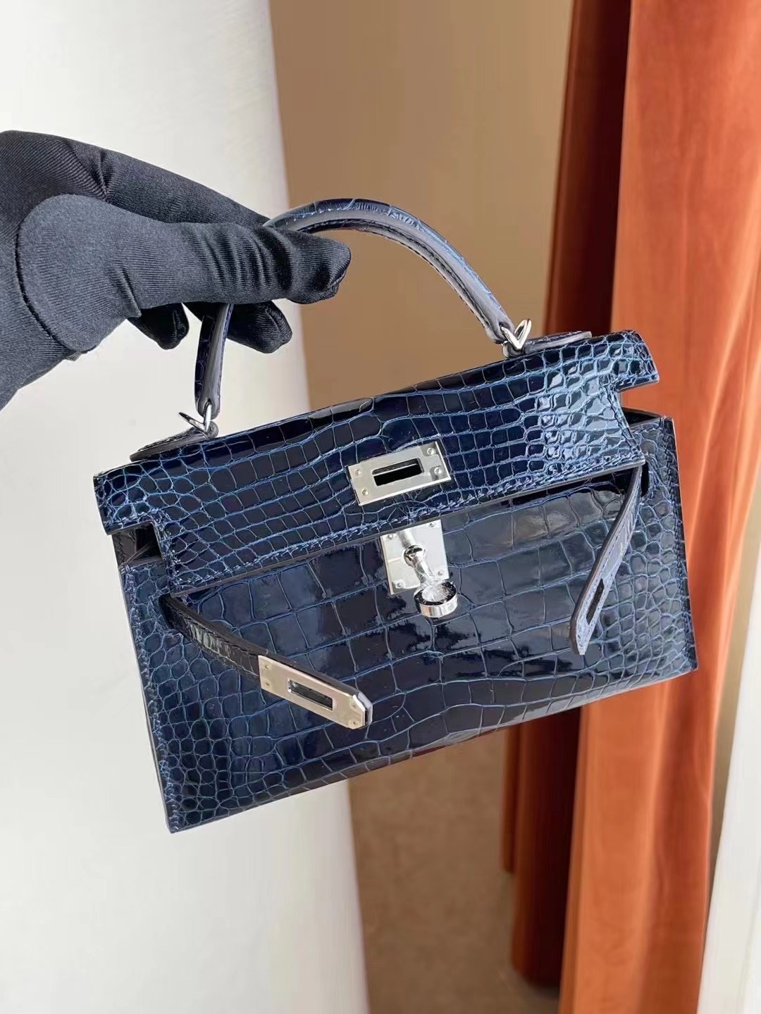 臺灣臺北市士林區 愛馬仕迷你凱莉二代價格 Hermes Kelly Mini II 2代 銀扣 美洲鱷魚