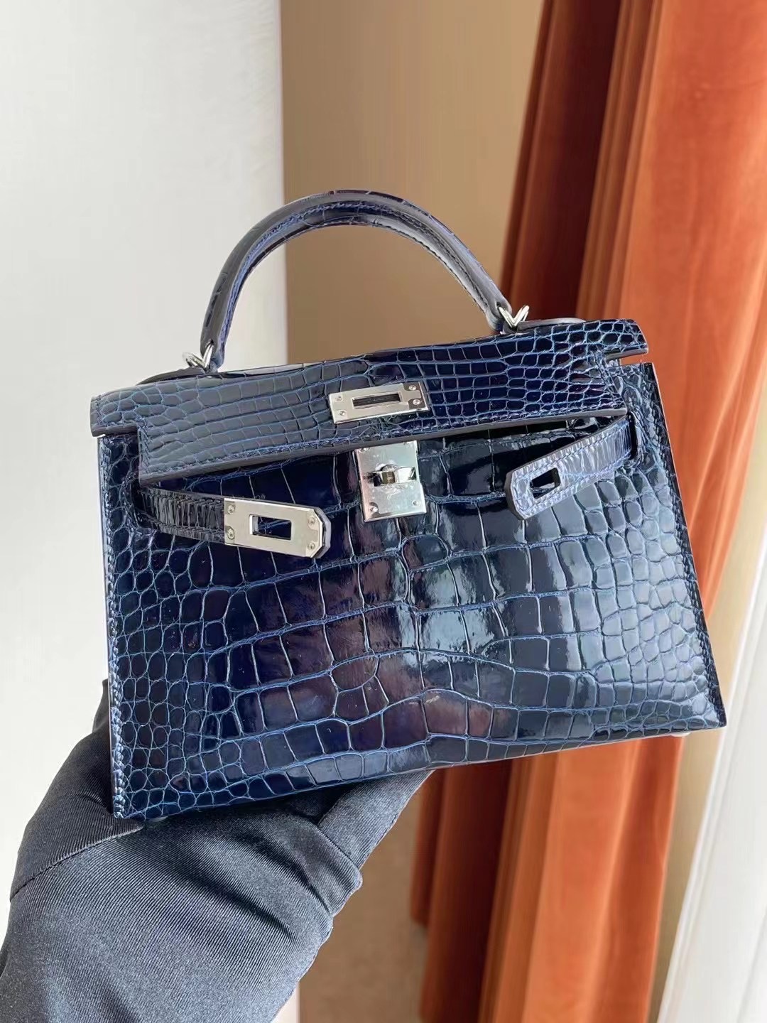 臺灣臺北市士林區 愛馬仕迷你凱莉二代價格 Hermes Kelly Mini II 2代 銀扣 美洲鱷魚