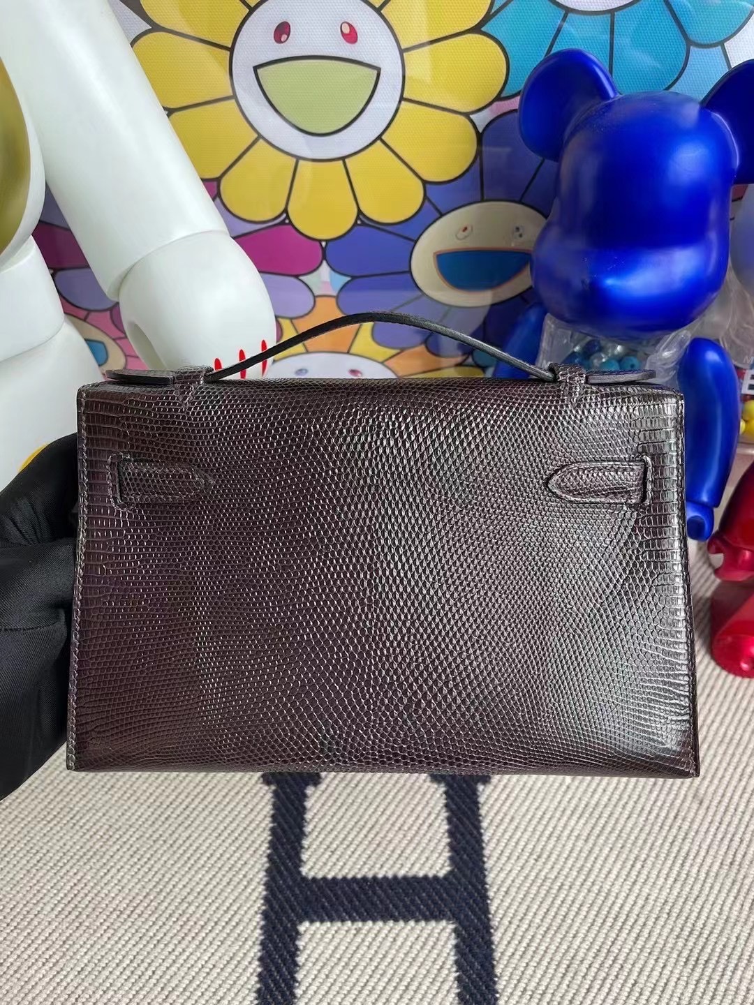 Hermes MiniKelly Pochette Lizard 進口蜥蜴皮 CK47 Chocolate 巧克力 金扣