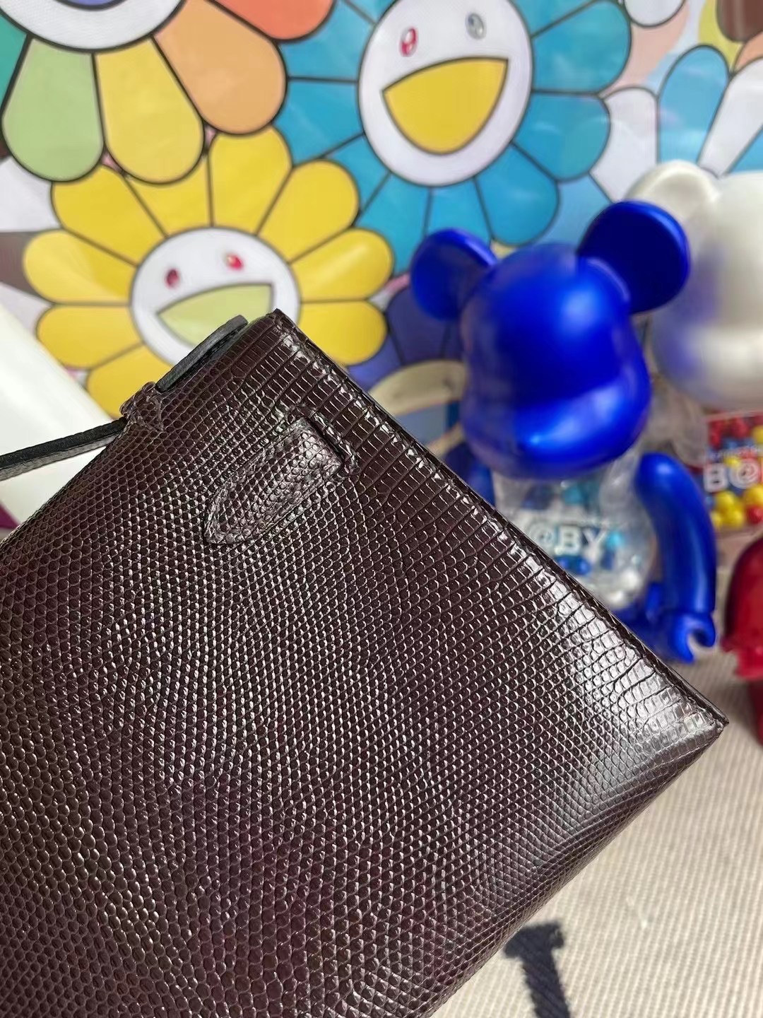 Hermes MiniKelly Pochette Lizard 進口蜥蜴皮 CK47 Chocolate 巧克力 金扣