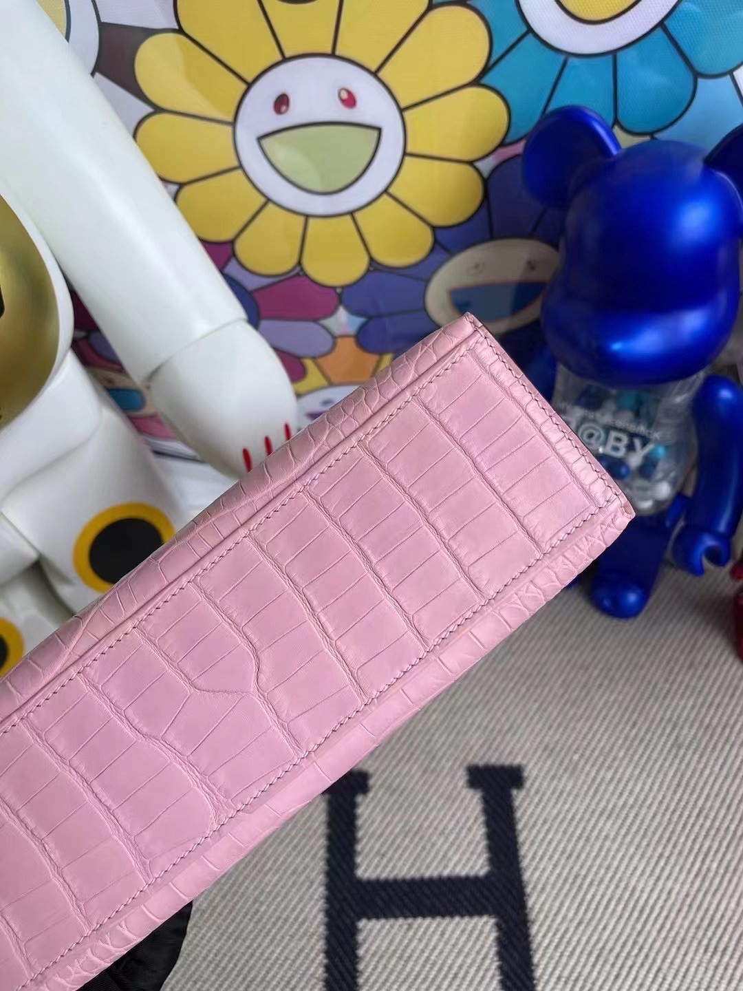 Hermes MiniKelly Pochette 5P Pink 櫻花粉 霧面美洲鱷魚 金扣