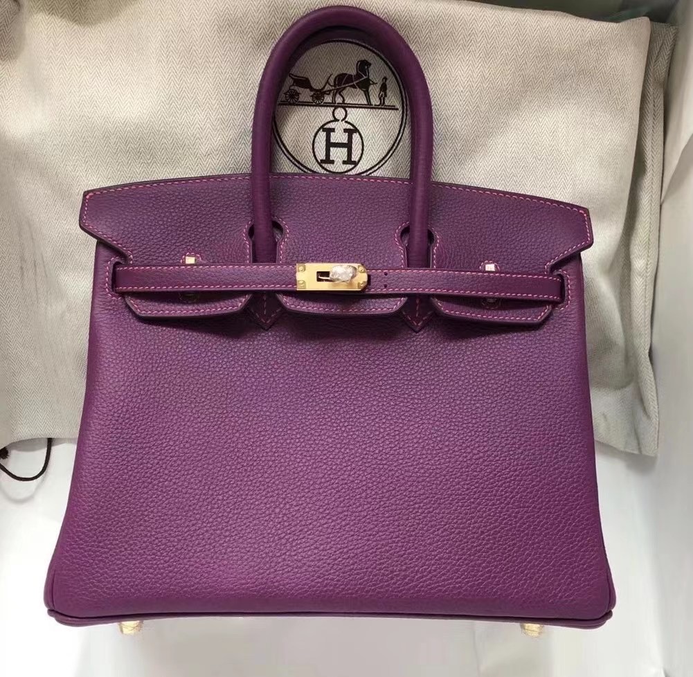 Hermes Birkin 25 Togo P9 Anemone 海葵紫內拼 8W Rose Azalée 新唇膏粉