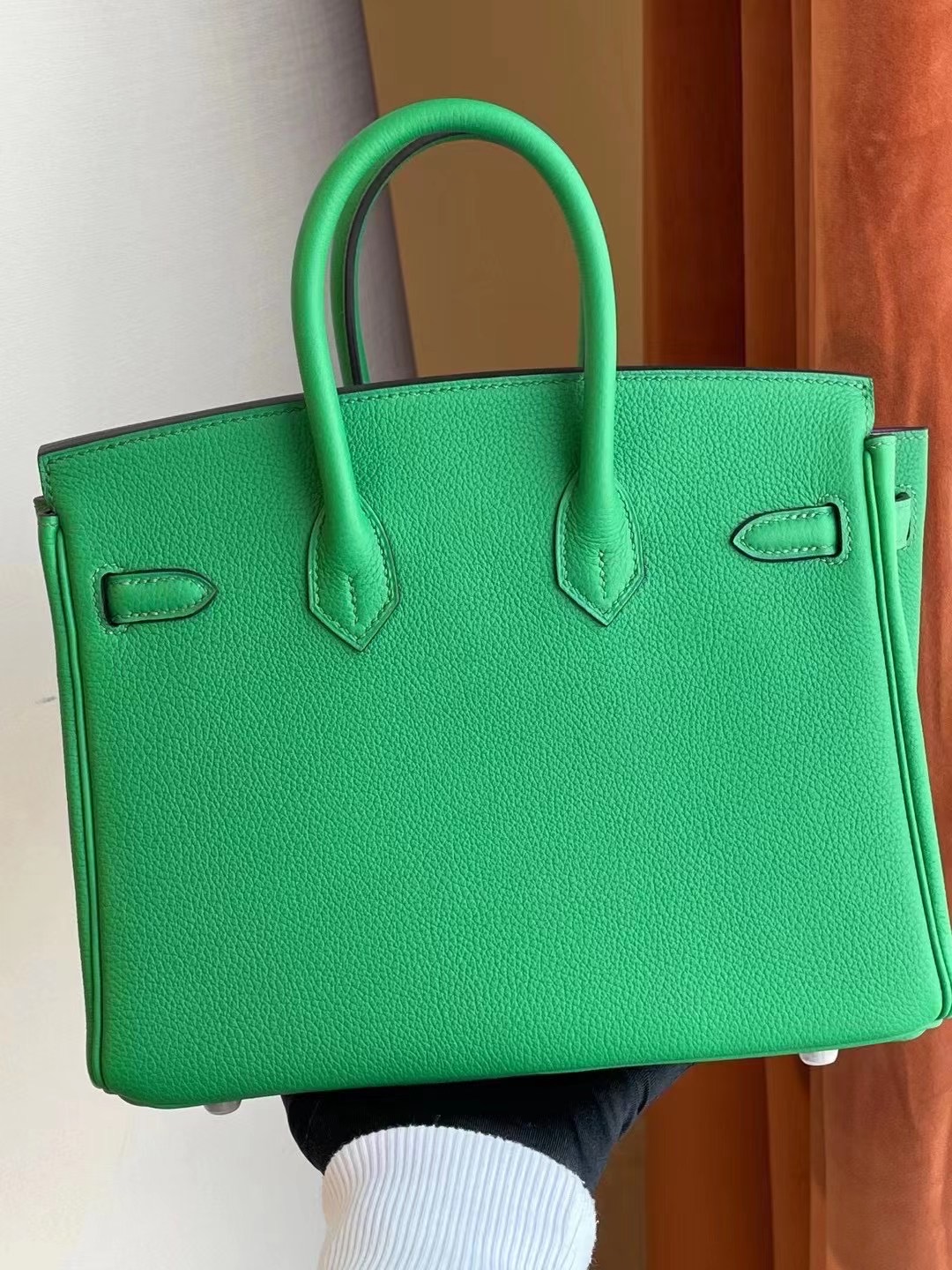 Hermes Birkin 25cm Togo 1K bambou竹子綠內拼9I Rose Magnolia玉蘭粉 銀扣