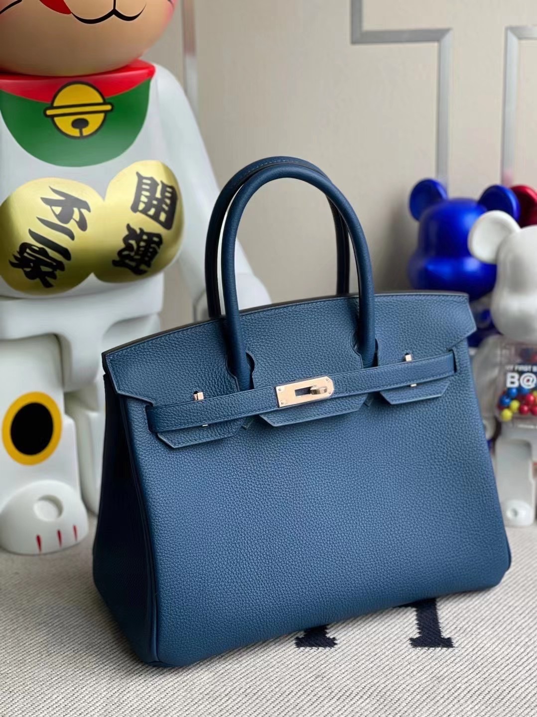 愛馬仕鉑金包價格 Hermes Birkin 30 Togo S4 Deep Blue 深邃藍 玫瑰金扣