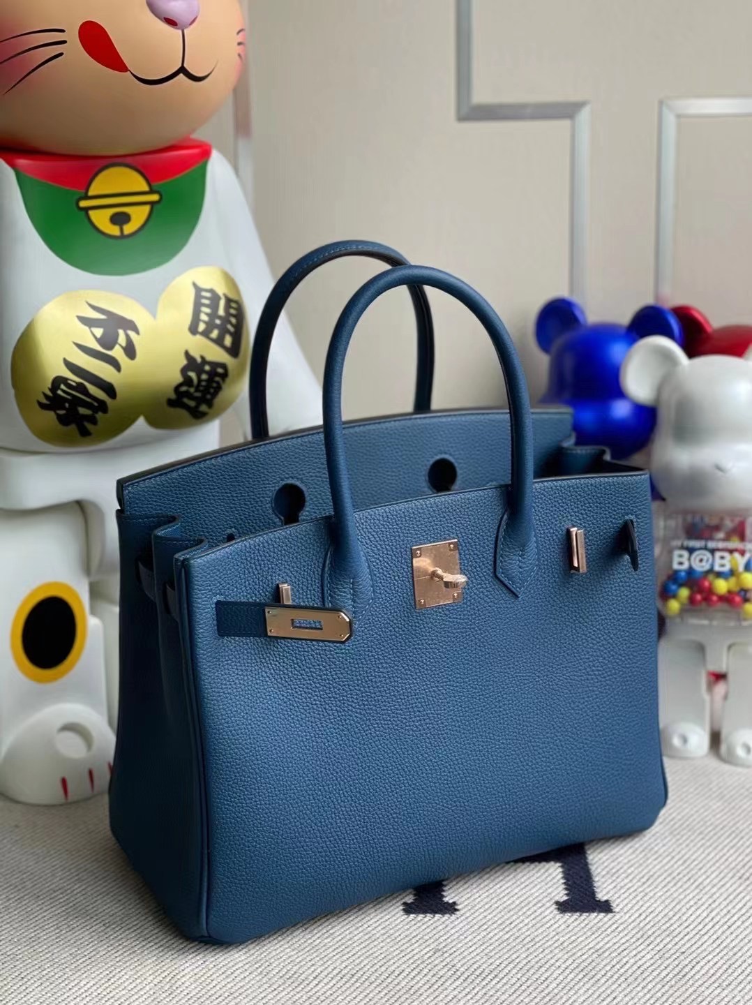 愛馬仕鉑金包價格 Hermes Birkin 30 Togo S4 Deep Blue 深邃藍 玫瑰金扣