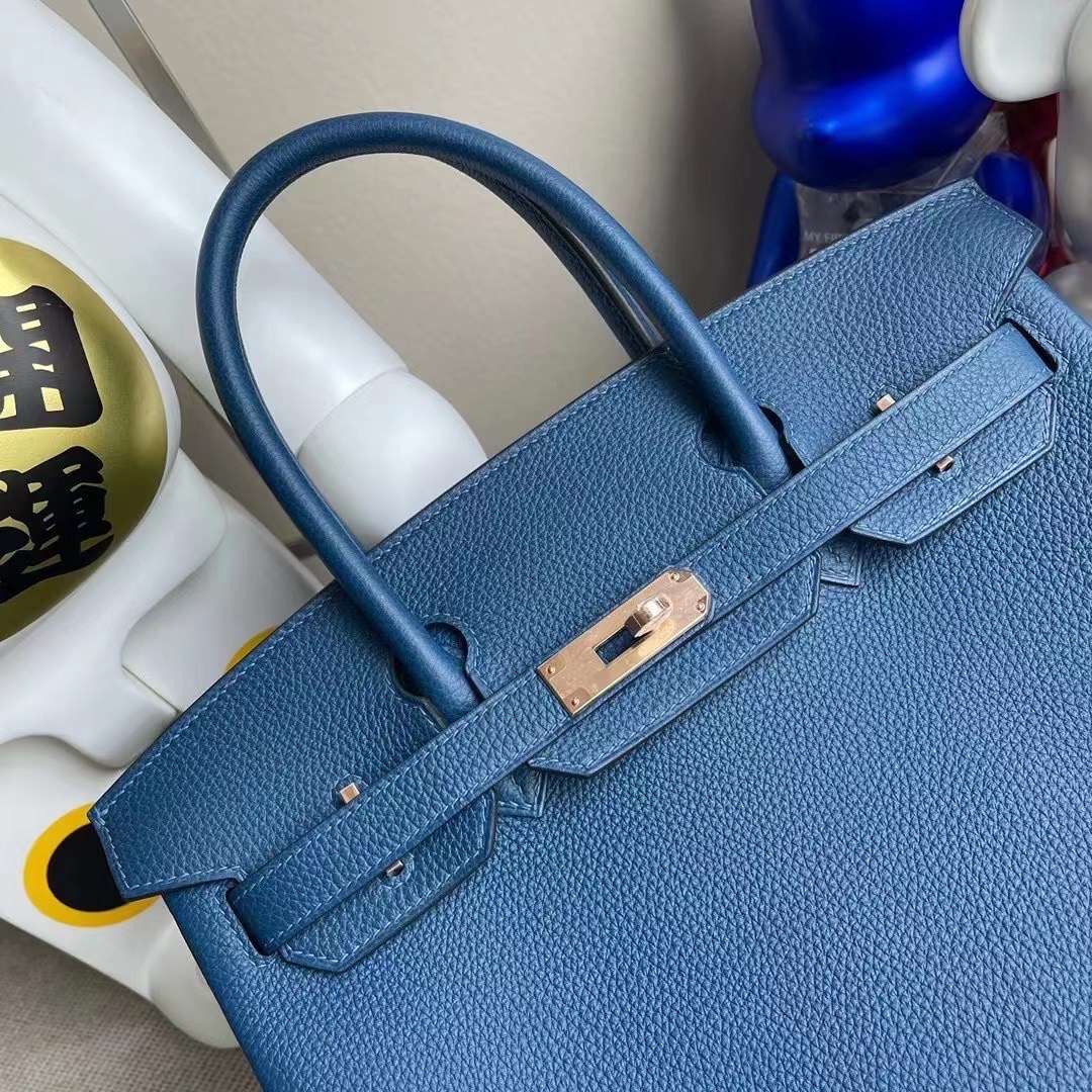 愛馬仕鉑金包價格 Hermes Birkin 30 Togo S4 Deep Blue 深邃藍 玫瑰金扣