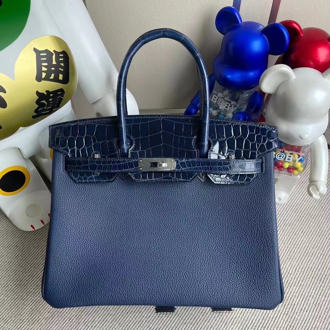 愛馬仕鉑金包30寸價格 Hermes Birkin 30 Touch 73 Blue Sapphire 寶石藍 銀扣