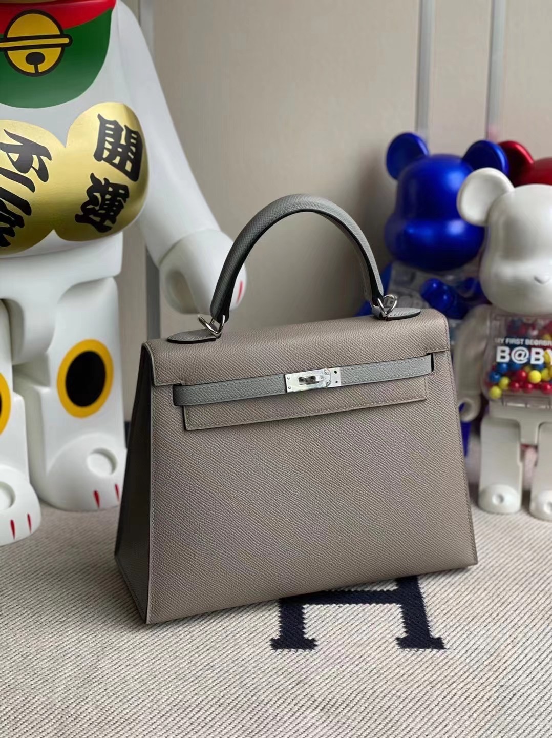 Hermes Kelly 25 Epsom HSS M8 Griss Asphalte 4Z Girls Mouette 馬蹄印 銀扣
