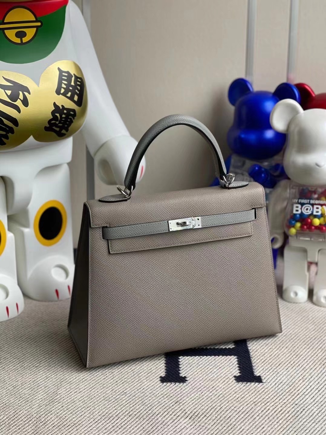 Hermes Kelly 25 Epsom HSS M8 Griss Asphalte 4Z Girls Mouette 馬蹄印 銀扣