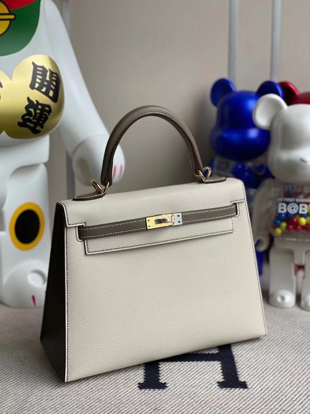 Hermes Kelly 25 Epsom HSS 10 Craie 奶昔白 18 etoupe 大象灰 馬蹄印 金扣