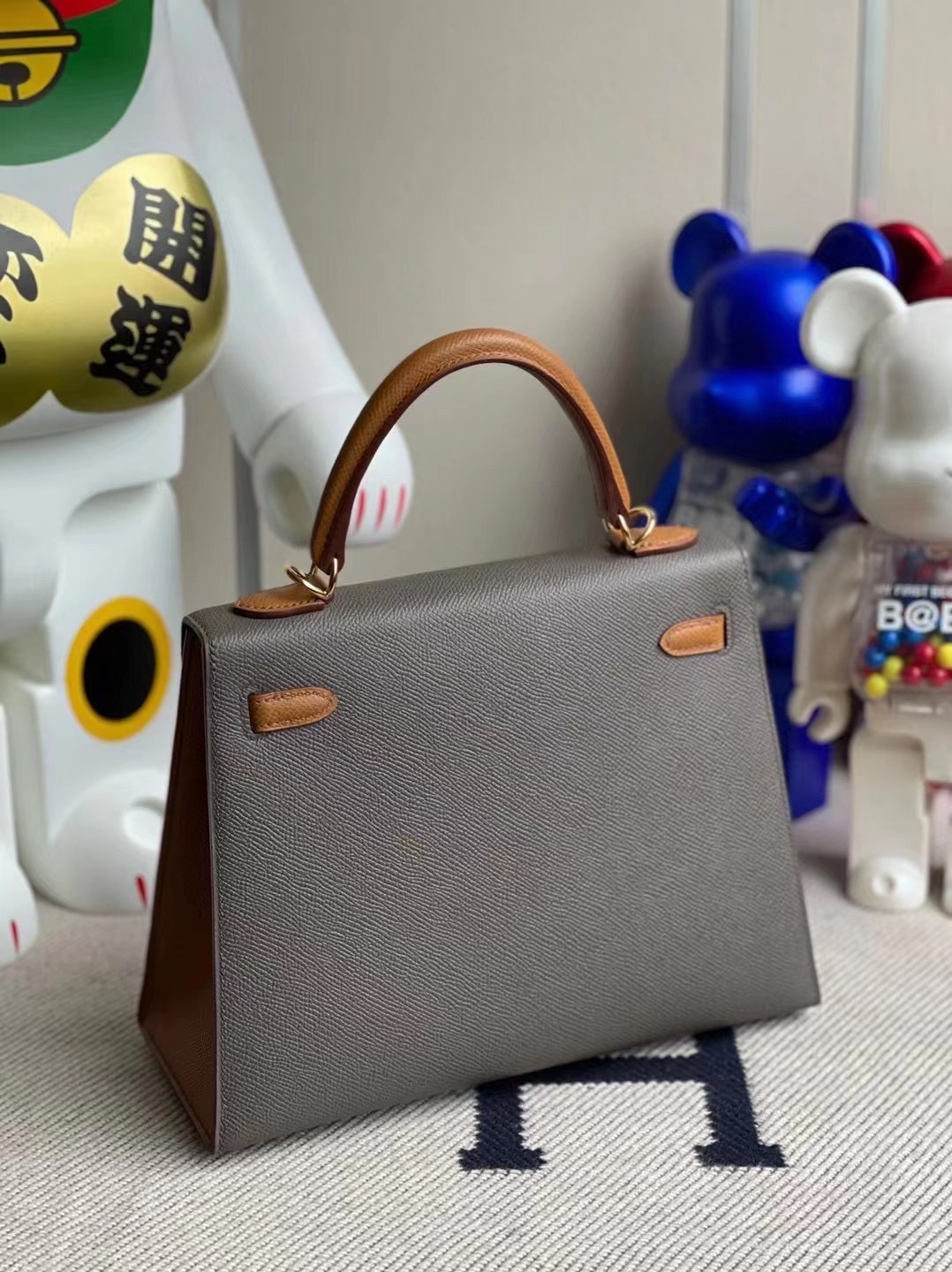 Hermes Kelly 25 Epsom HSS 8F Etain 錫器灰 37 Gold 金棕色 馬蹄印 金扣